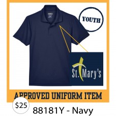 Core 365 Short Sleeve Polo - Youth (Navy)